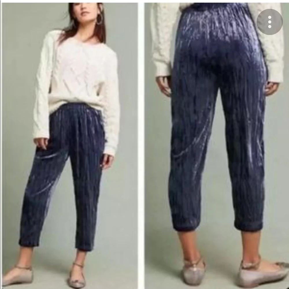Anthropologie Textured Velvet Jogger Pants Lg - Picture 1 of 12